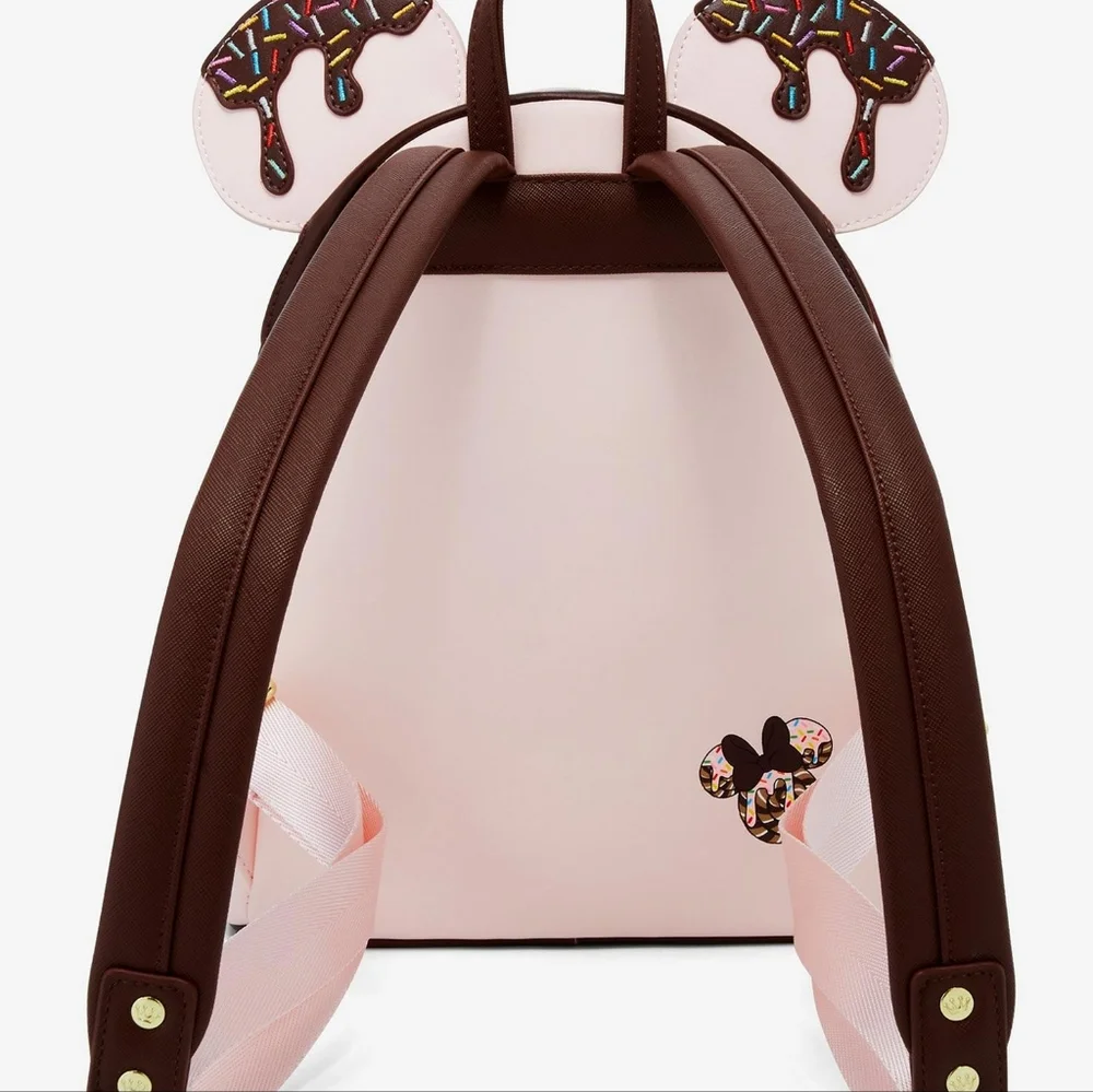 NWT Loungefly Minnie Mouse Chocolate Sprinkle Lolliipop Ears mini backpack - Picture 3 of 12